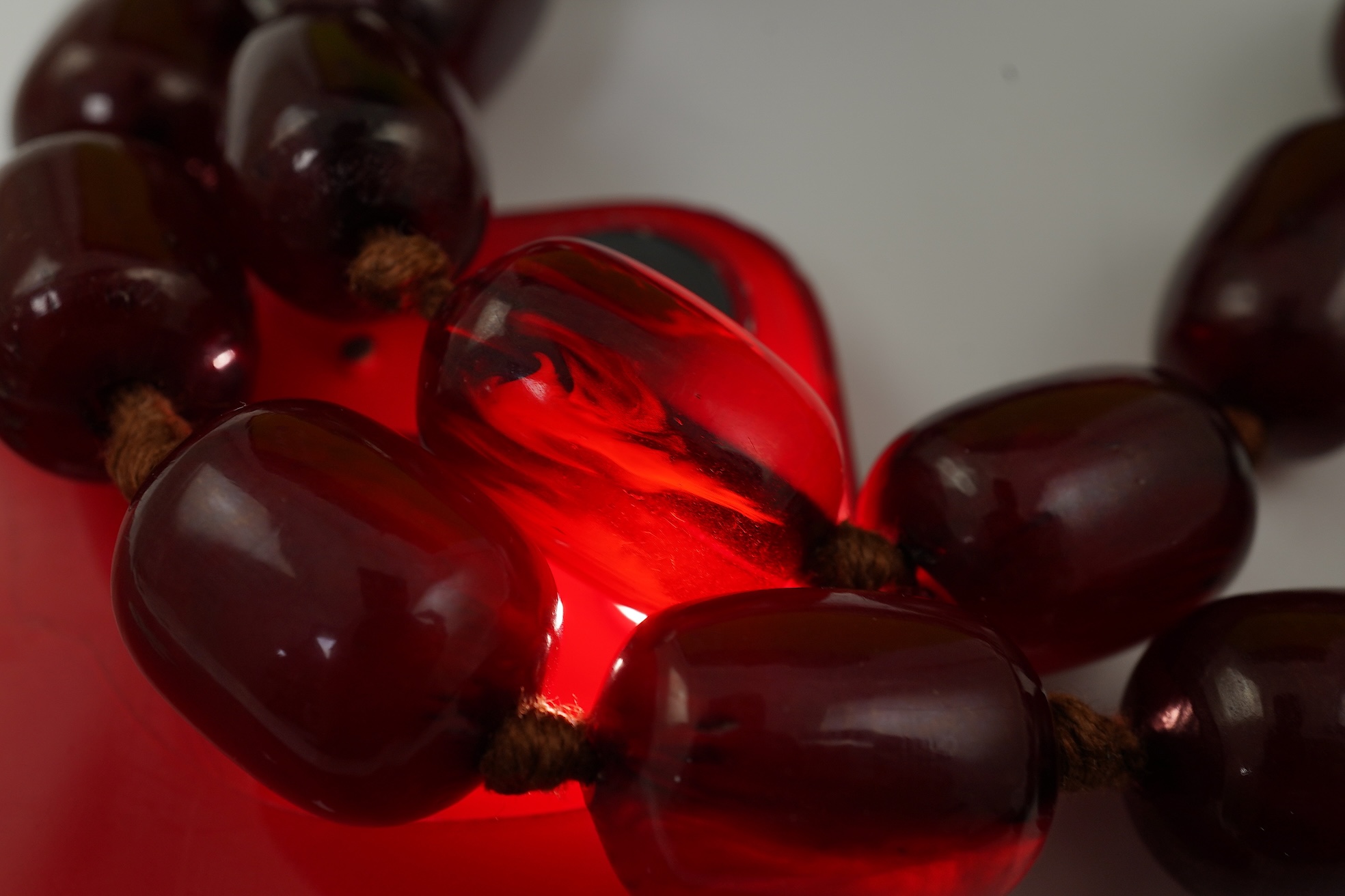 A cherry bakelite 'amber' necklace